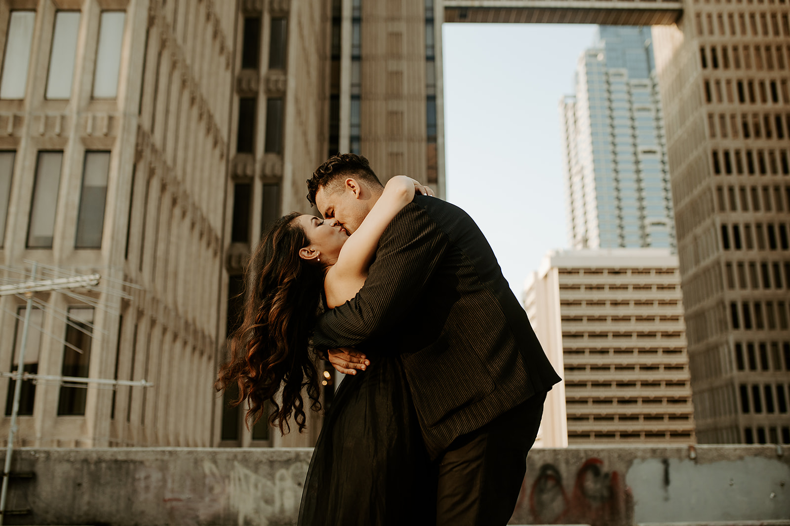 rooftop engagement session in downtown atlanta