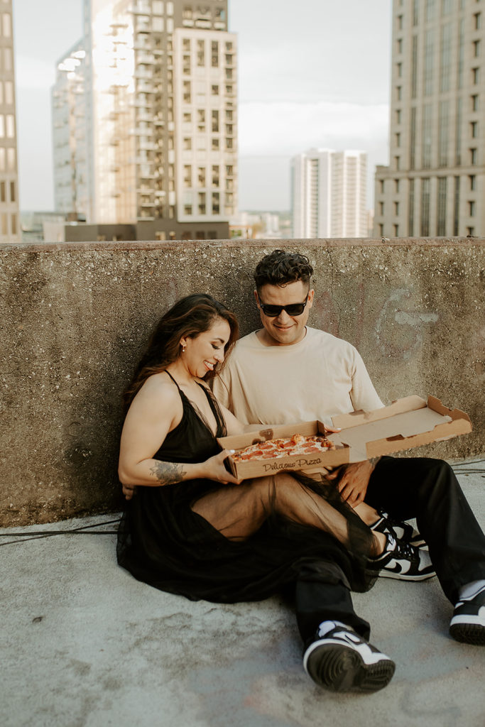 engagement photos on rooftop