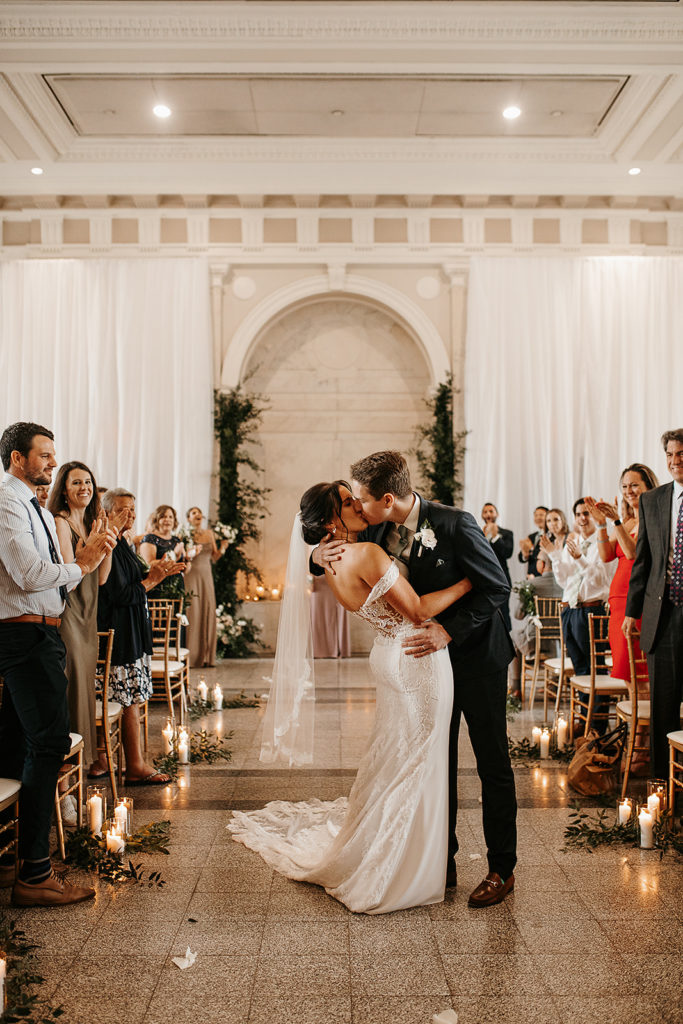 Dekalb County Courthouse wedding photos first kiss