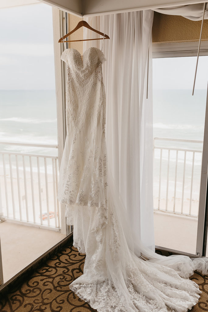 wedding dress at beach
