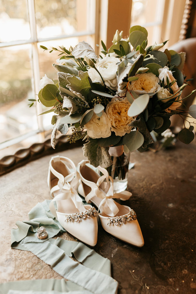 Wedding flowers and shoes