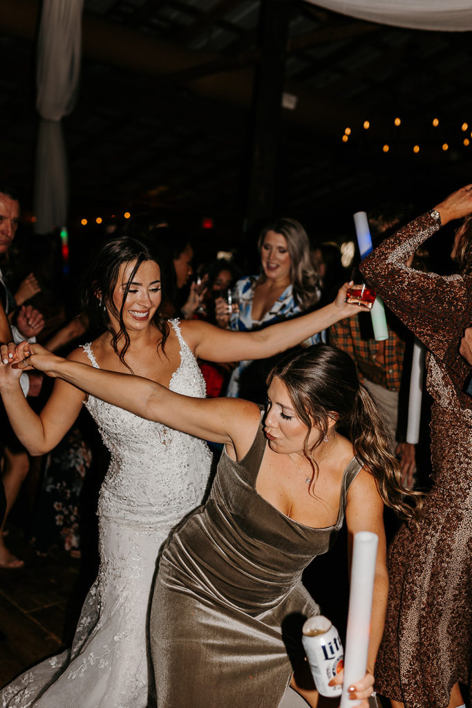 Bride dancing during wedding reception